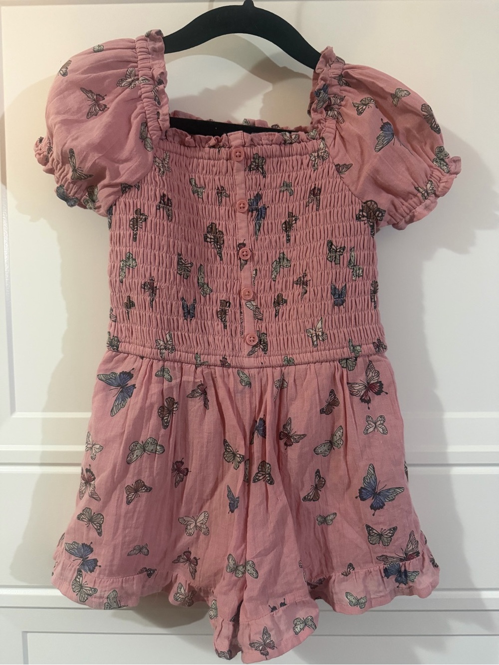 Abercrombie & Fitch Pink Butterfly Smocked Kids Romper